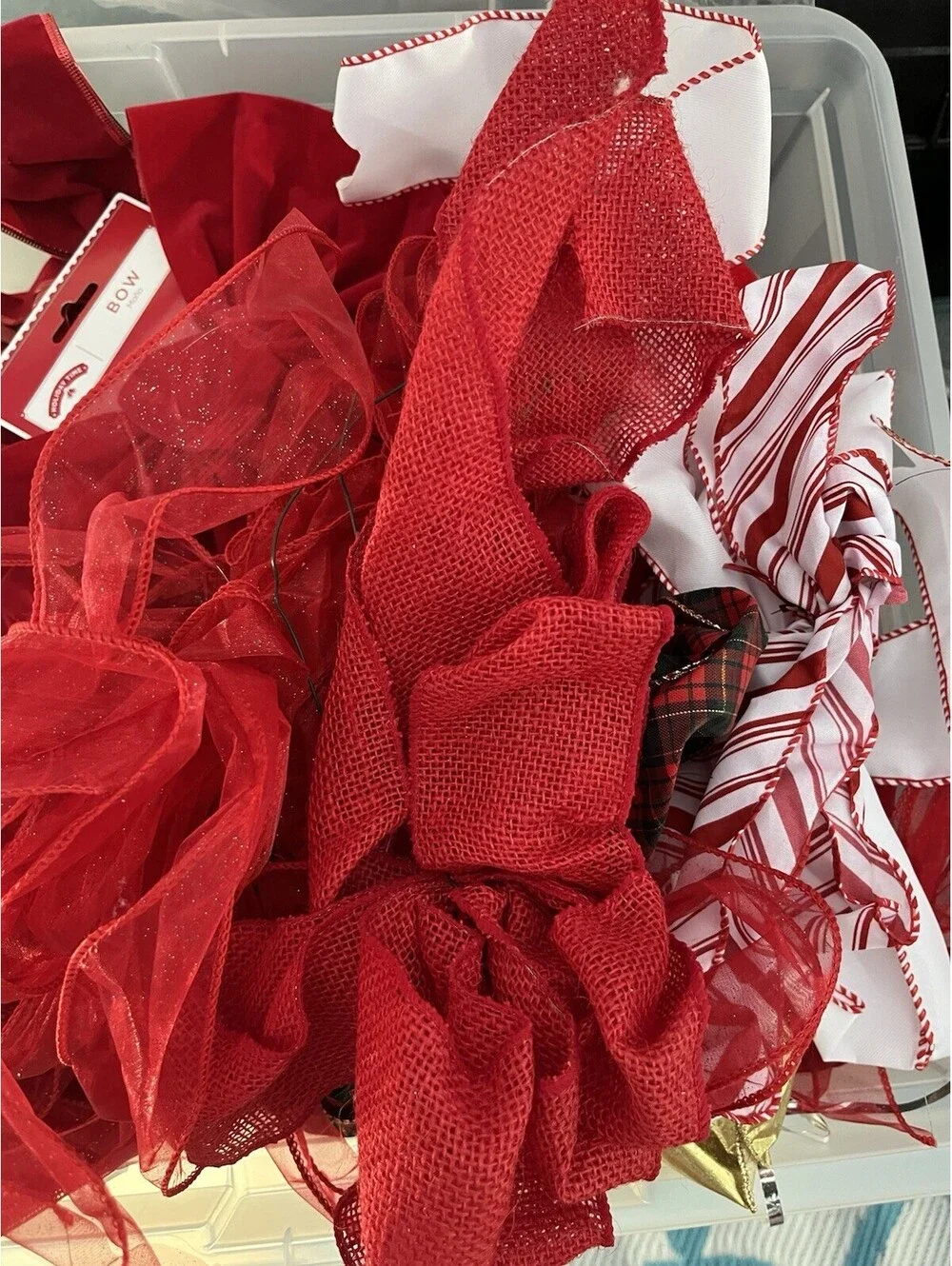 Vintage Christmas Floral Red Bows Ribbons Log Bundle